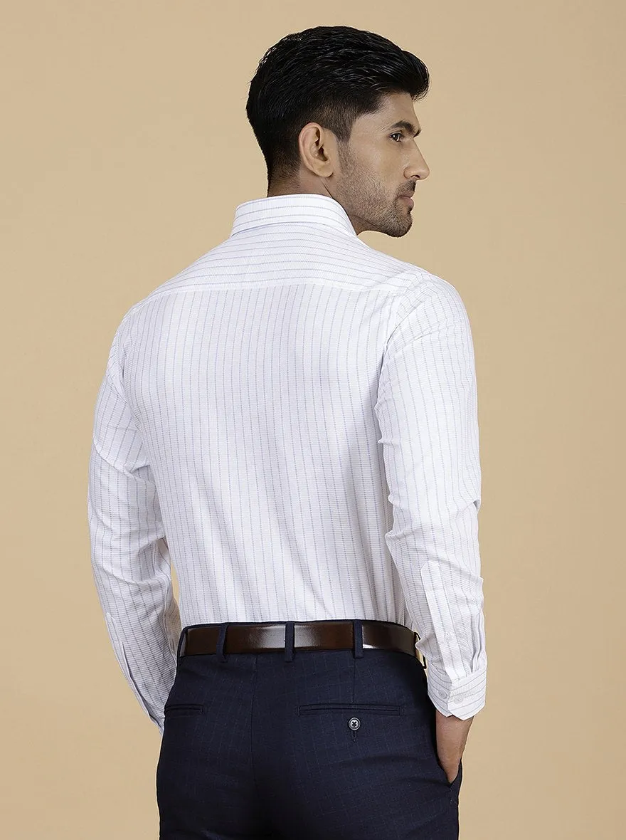 White Striped Slim Fit Formal Shirt | JadeBlue