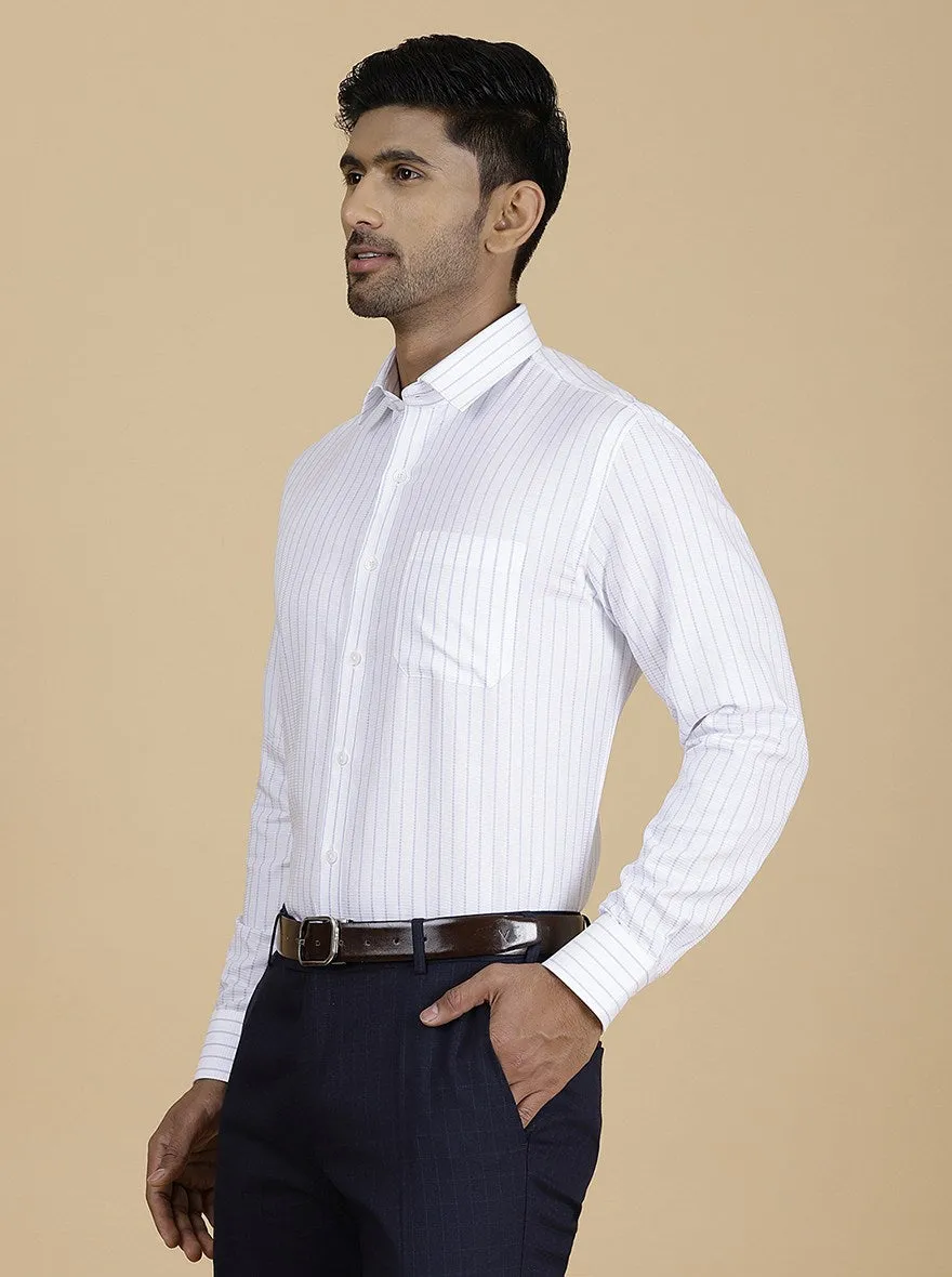 White Striped Slim Fit Formal Shirt | JadeBlue