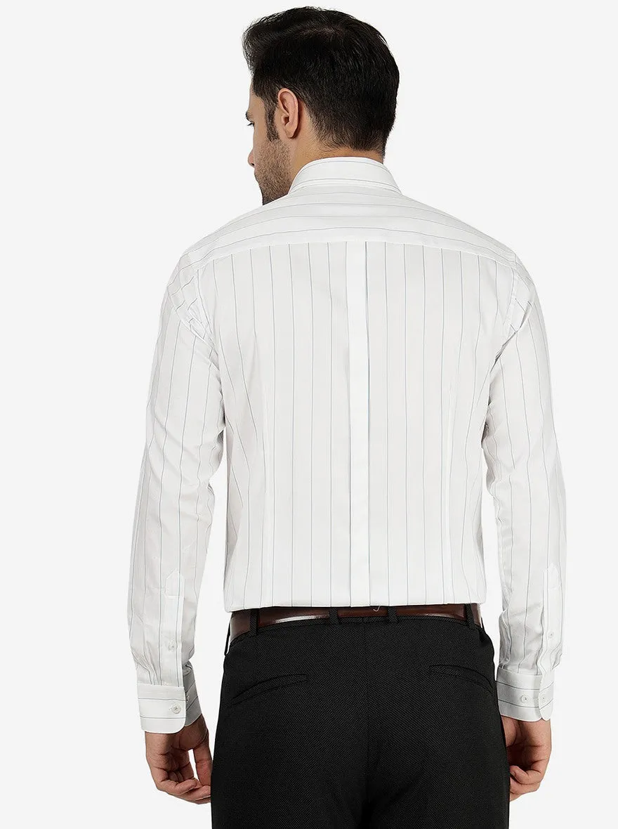 White Striped Slim Fit Formal Shirt | JadeBlue