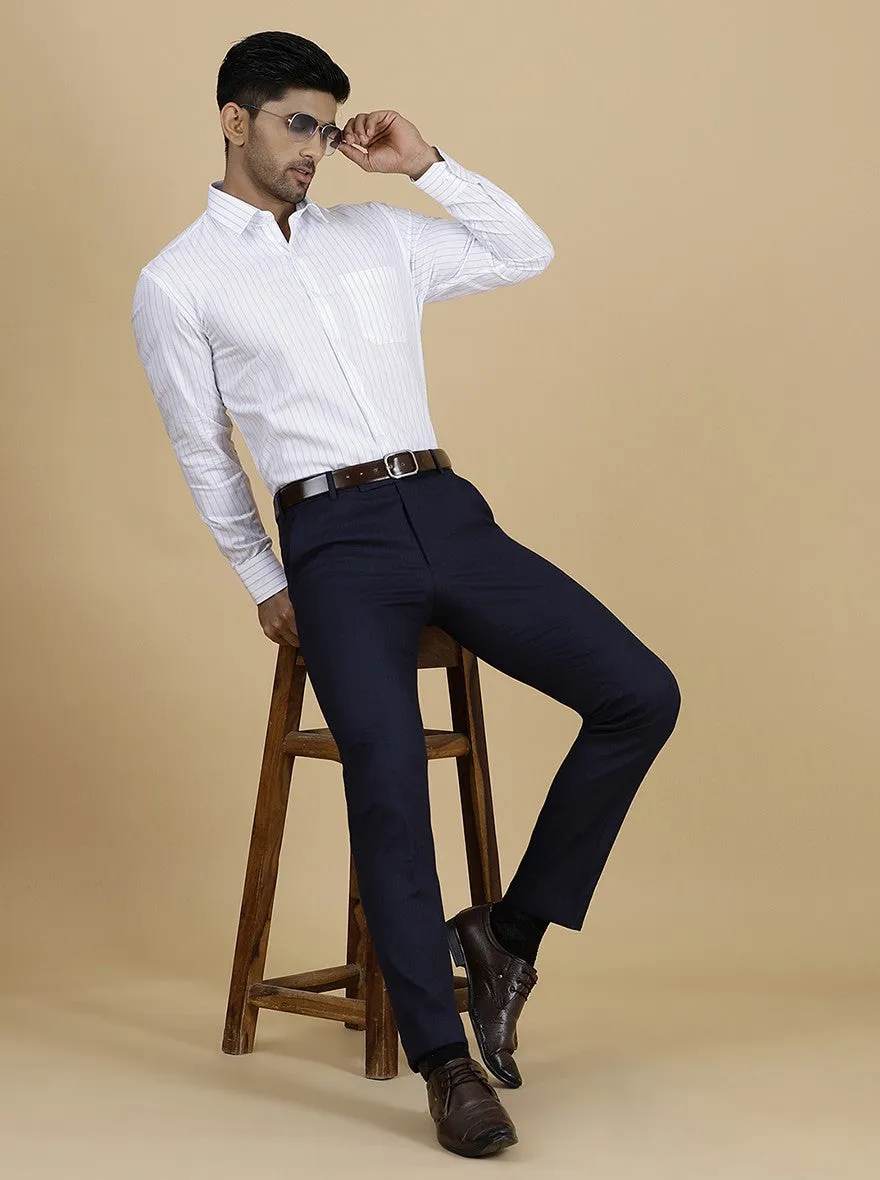 White Striped Slim Fit Formal Shirt | JadeBlue