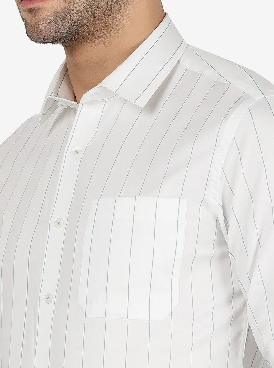 White Striped Slim Fit Formal Shirt | JadeBlue