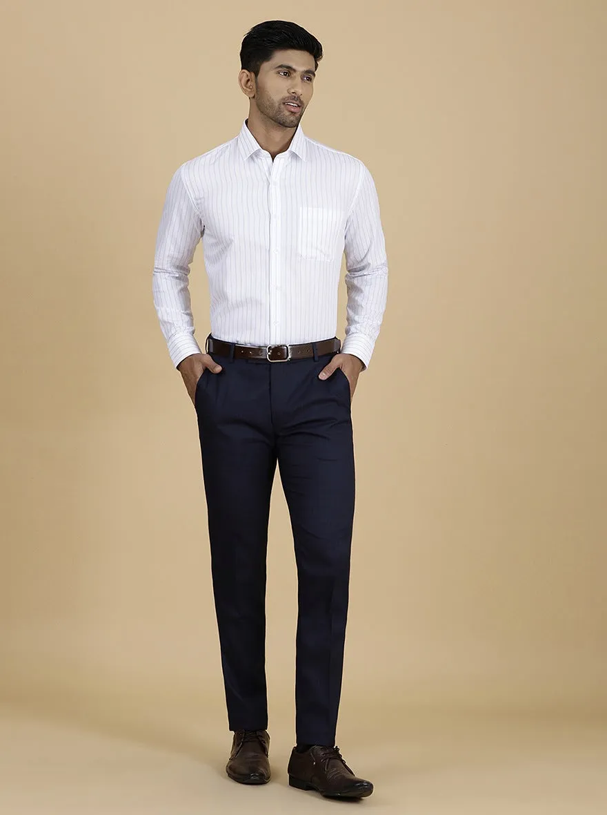 White Striped Slim Fit Formal Shirt | JadeBlue