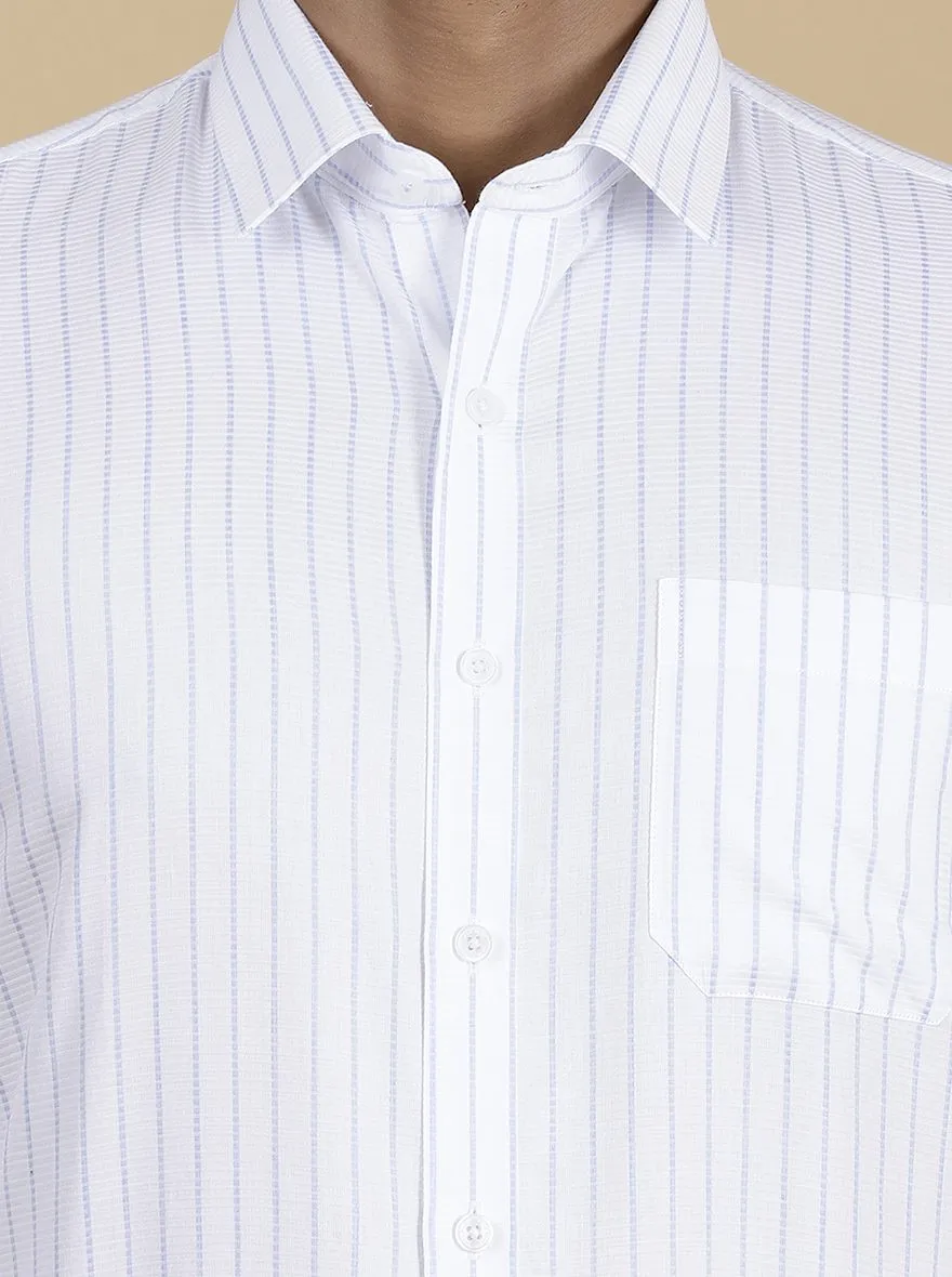 White Striped Slim Fit Formal Shirt | JadeBlue