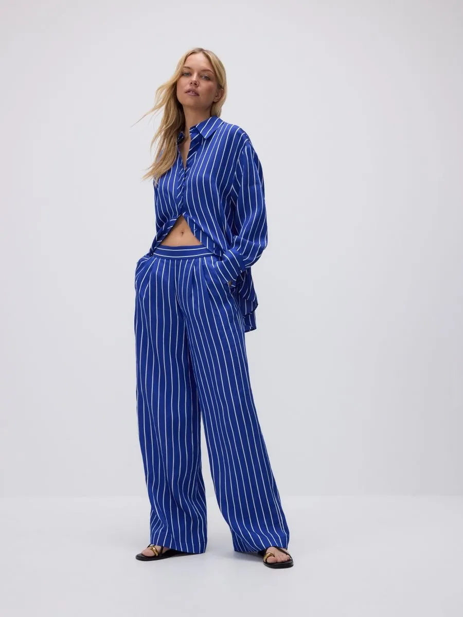 Wide leg lyocell trousers
