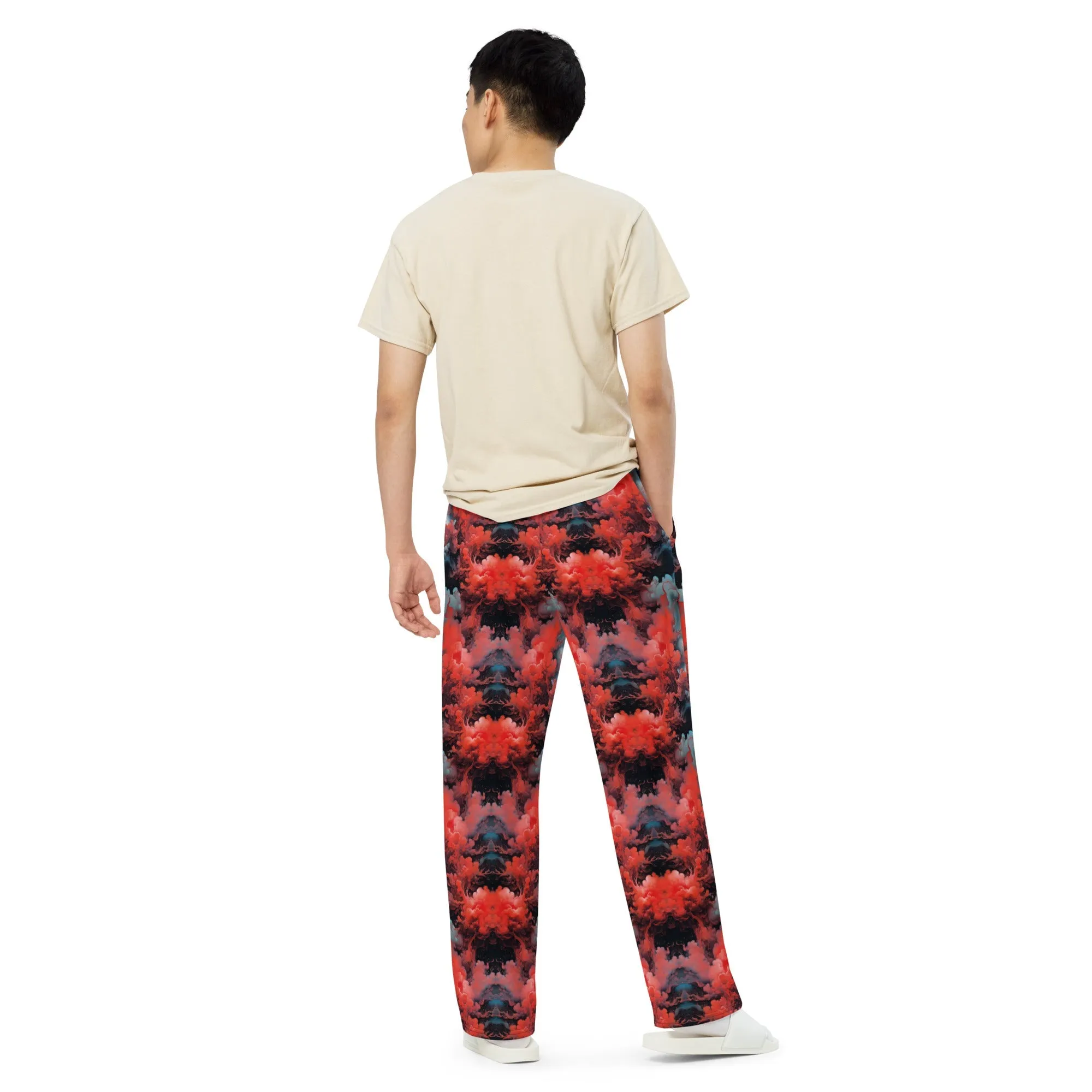 Wide-leg pants - Ethereal Crimson Flow - Dark
