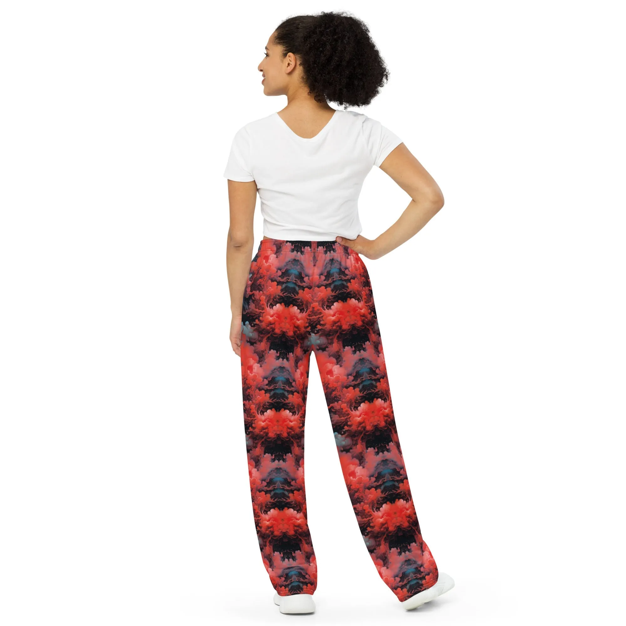 Wide-leg pants - Ethereal Crimson Flow - Dark