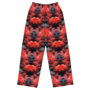 Wide-leg pants - Ethereal Crimson Flow - Dark
