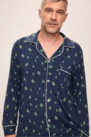 William Printed TENCEL™ Modal Long PJ Set  Woodland Pine Navy/Ivory