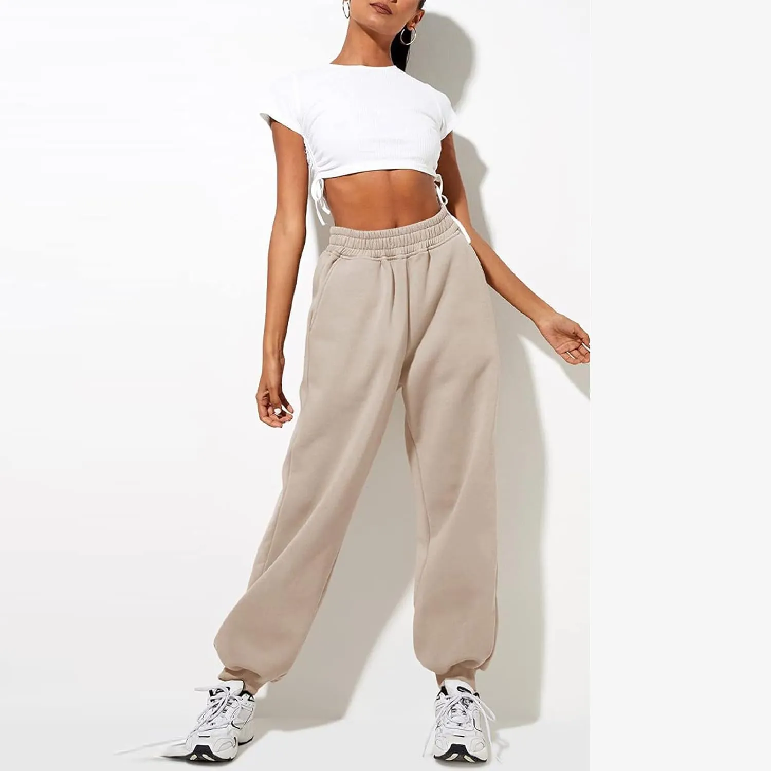 Women High Waisted Baggy Sweatpants Comfortable Cotton Joggers Pants