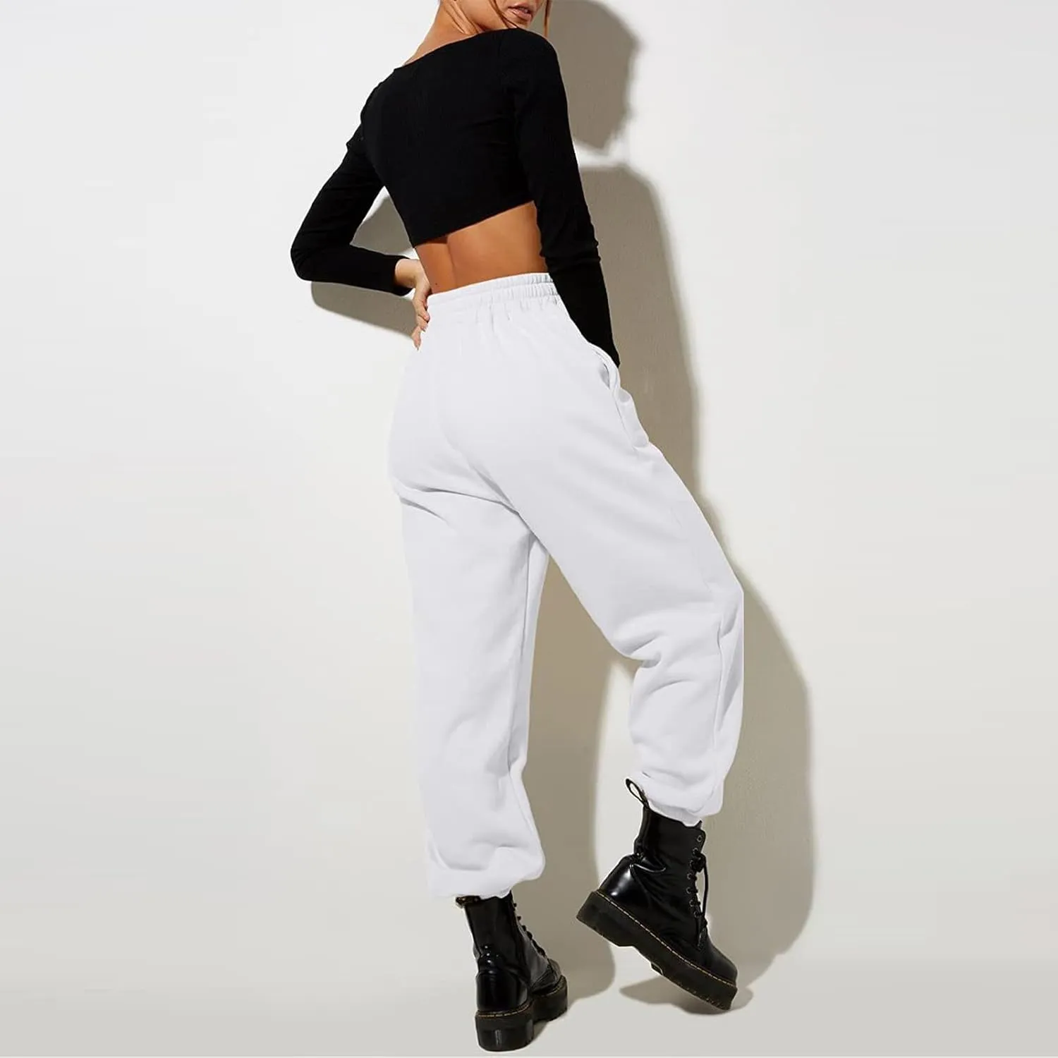 Women High Waisted Baggy Sweatpants Comfortable Cotton Joggers Pants