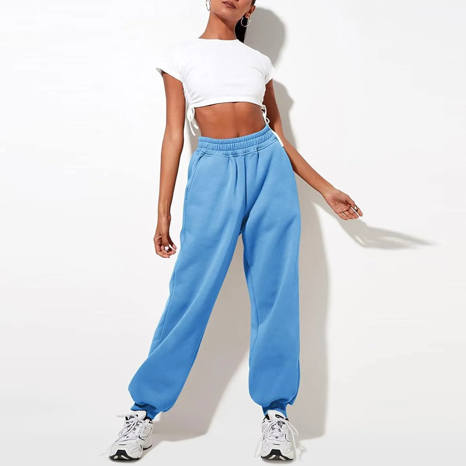 Women High Waisted Baggy Sweatpants Comfortable Cotton Joggers Pants