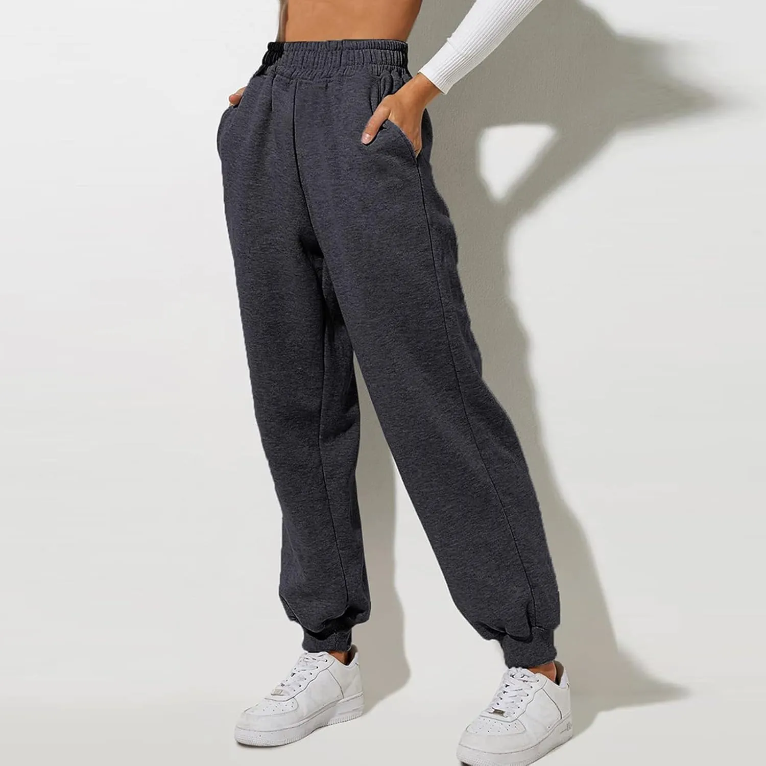Women High Waisted Baggy Sweatpants Comfortable Cotton Joggers Pants