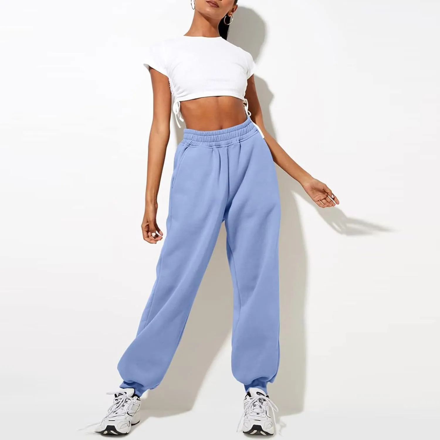 Women High Waisted Baggy Sweatpants Comfortable Cotton Joggers Pants
