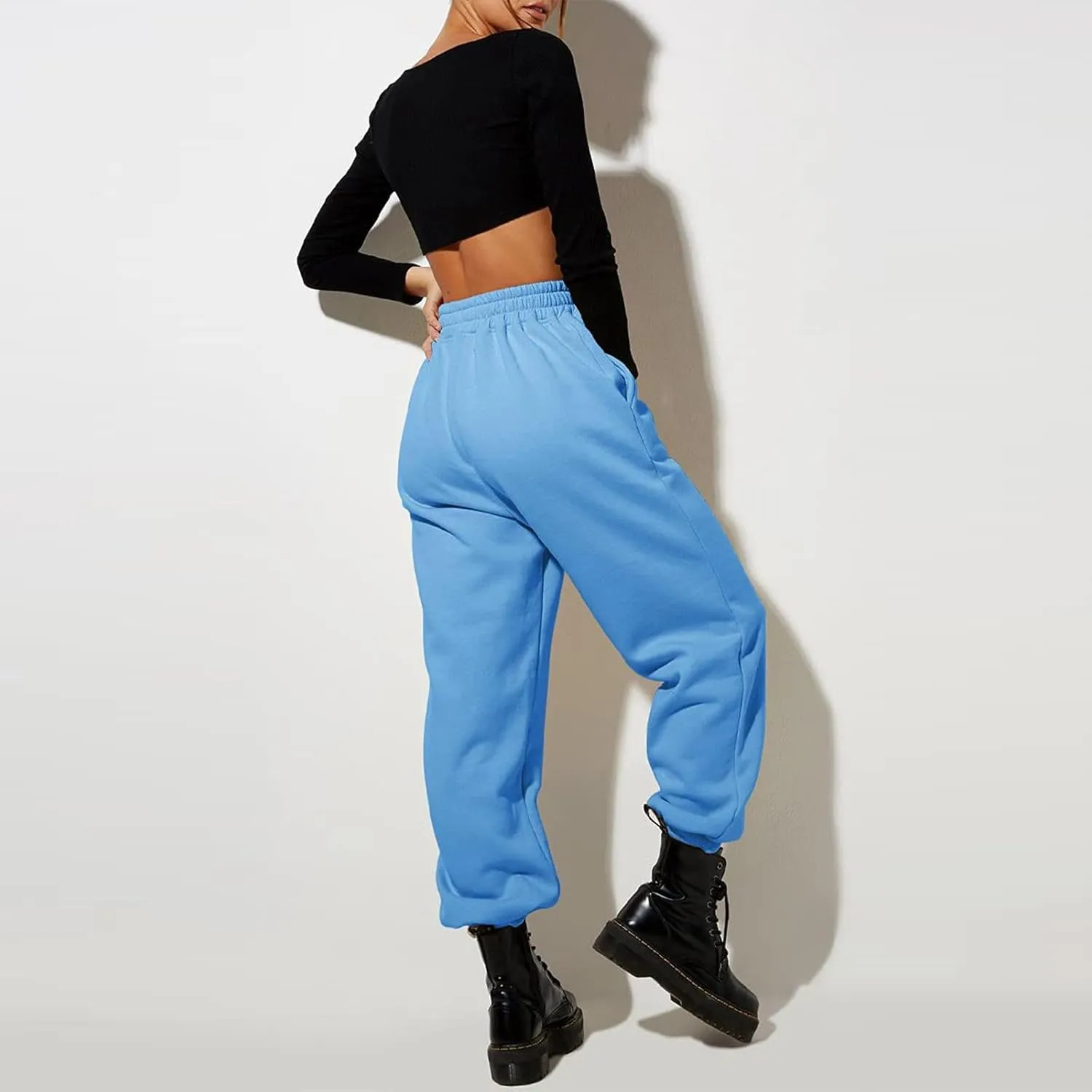 Women High Waisted Baggy Sweatpants Comfortable Cotton Joggers Pants