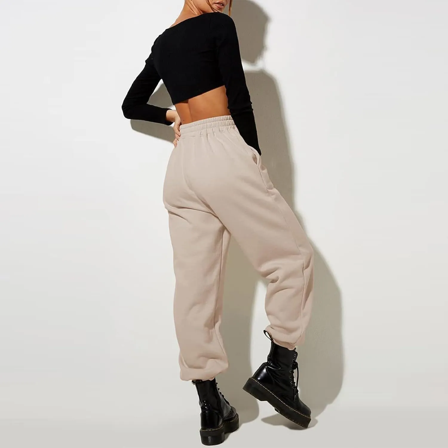 Women High Waisted Baggy Sweatpants Comfortable Cotton Joggers Pants