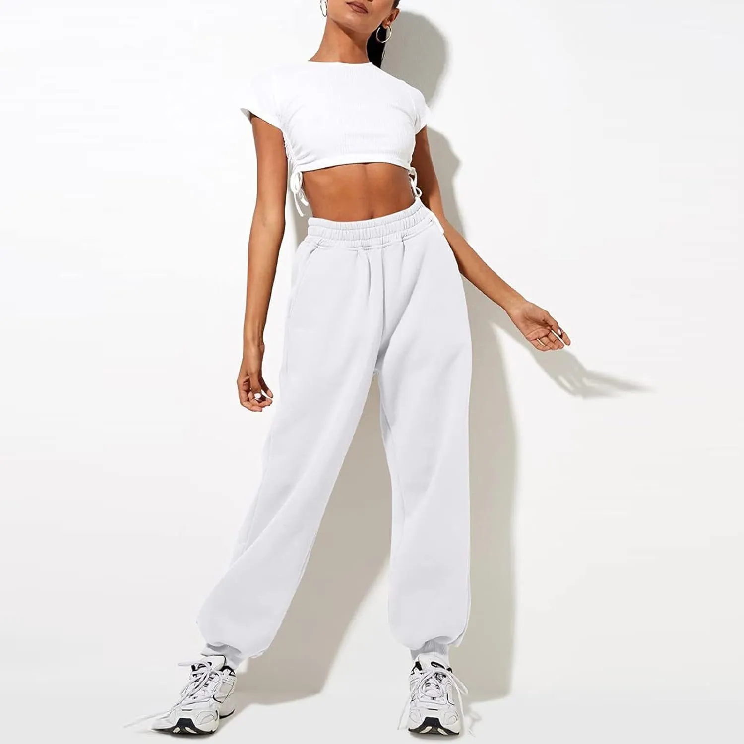 Women High Waisted Baggy Sweatpants Comfortable Cotton Joggers Pants
