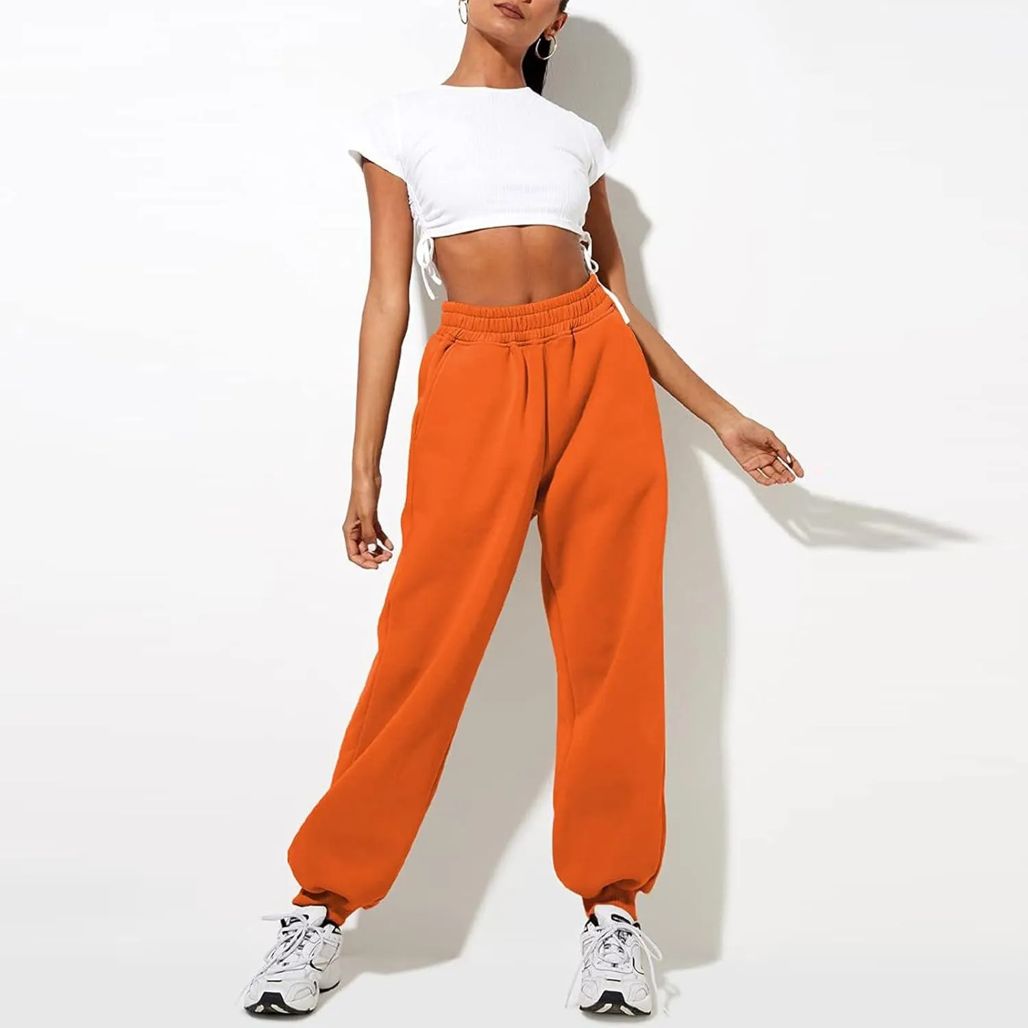 Women High Waisted Baggy Sweatpants Comfortable Cotton Joggers Pants