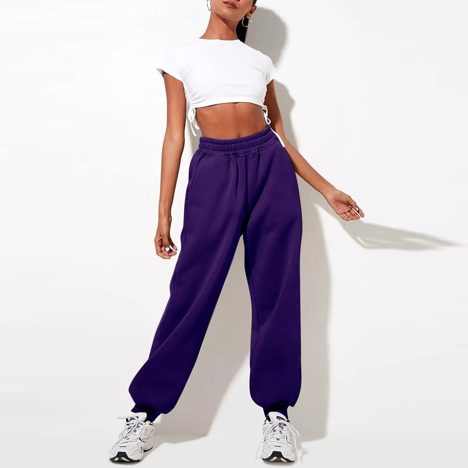 Women High Waisted Baggy Sweatpants Comfortable Cotton Joggers Pants