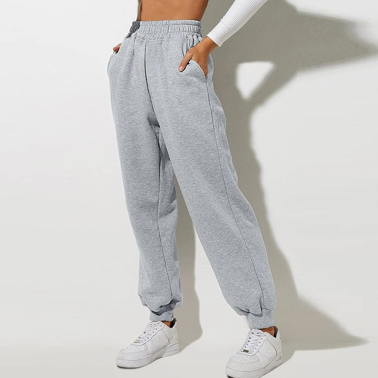 Women High Waisted Baggy Sweatpants Comfortable Cotton Joggers Pants