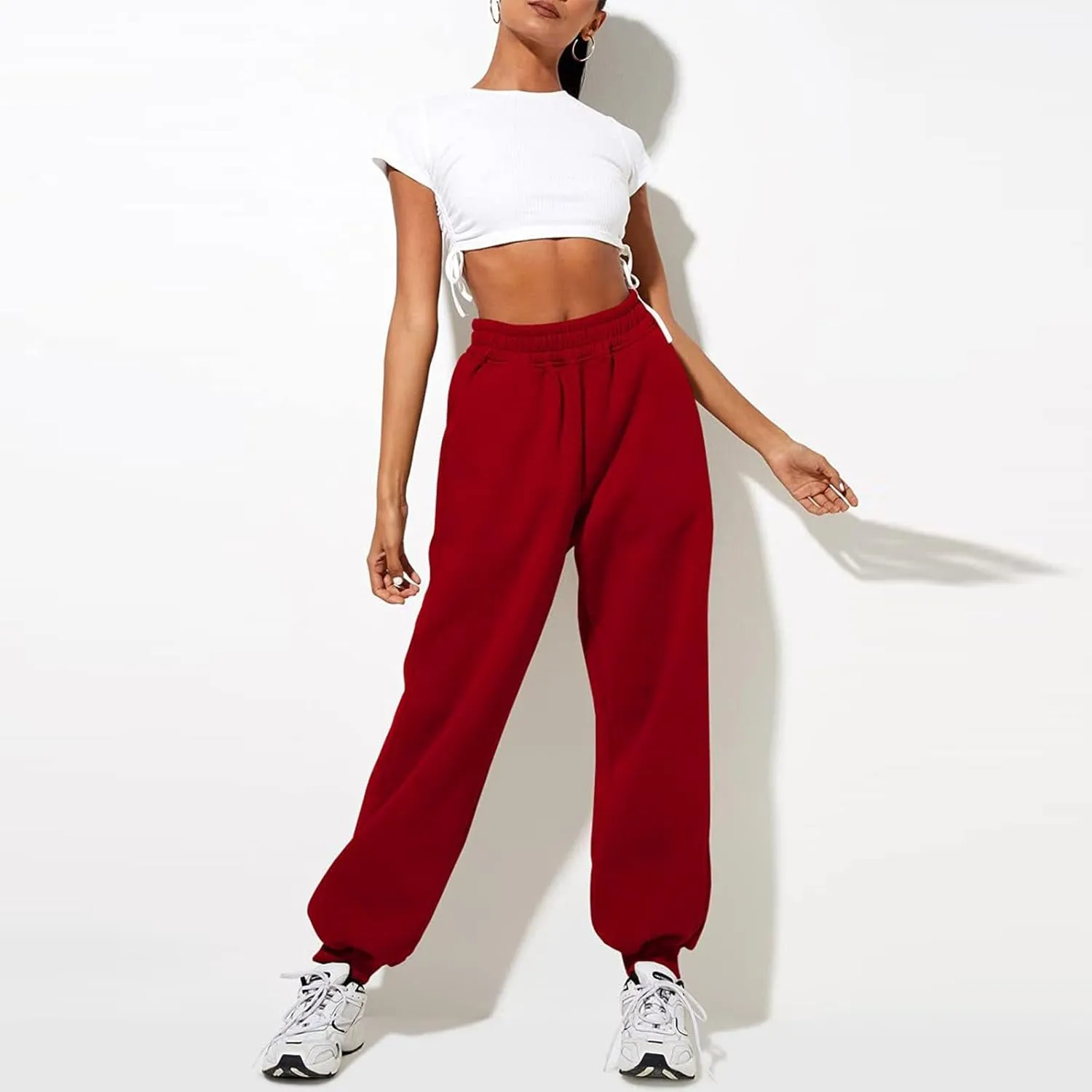 Women High Waisted Baggy Sweatpants Comfortable Cotton Joggers Pants