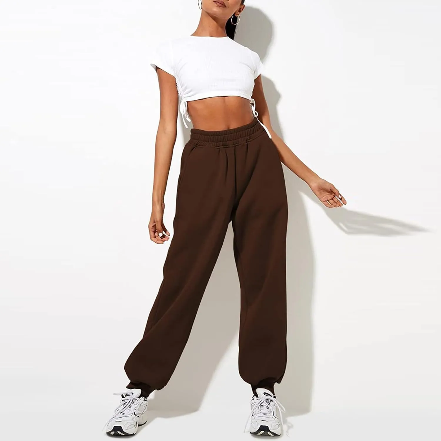Women High Waisted Baggy Sweatpants Comfortable Cotton Joggers Pants