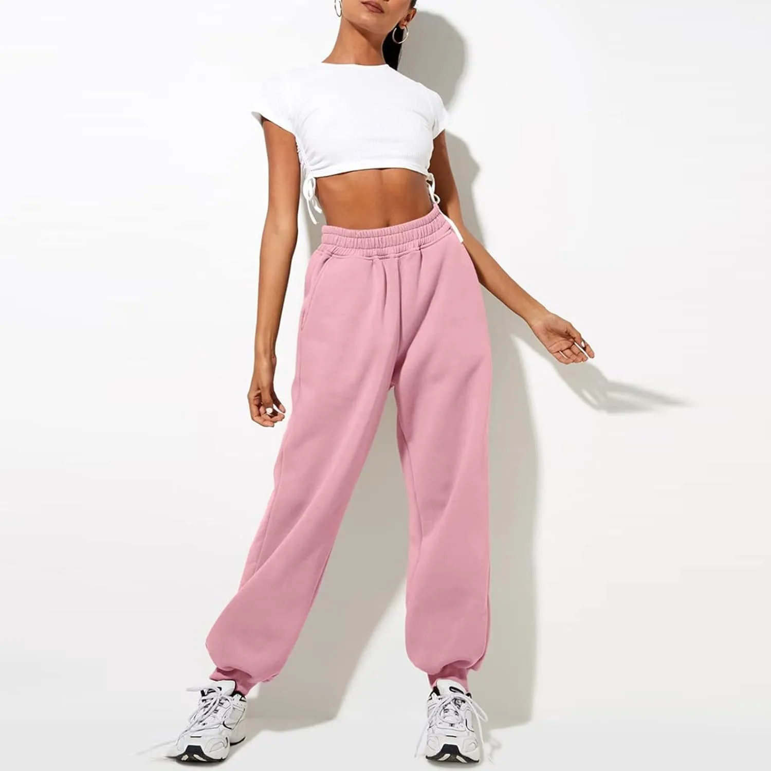 Women High Waisted Baggy Sweatpants Comfortable Cotton Joggers Pants