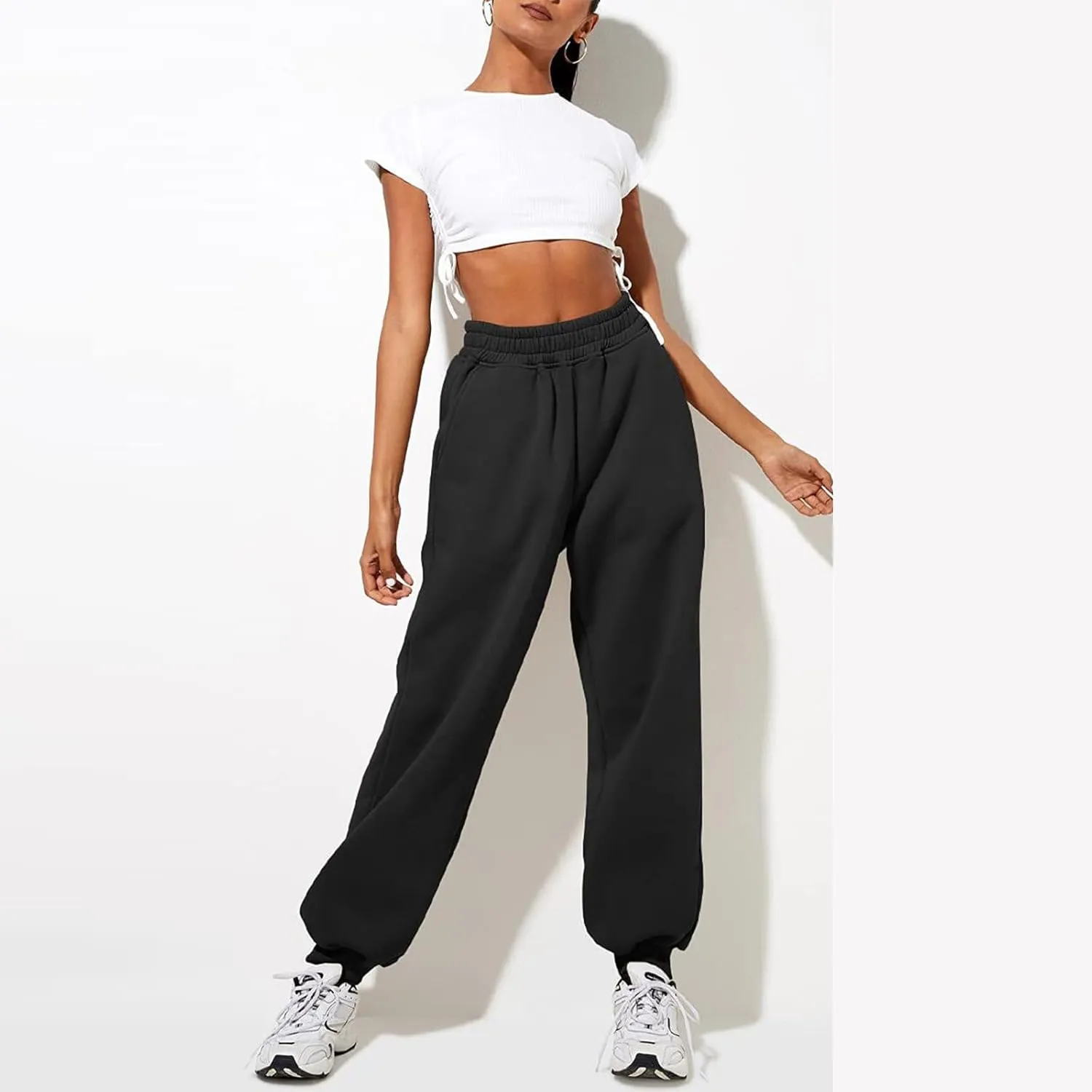 Women High Waisted Baggy Sweatpants Comfortable Cotton Joggers Pants