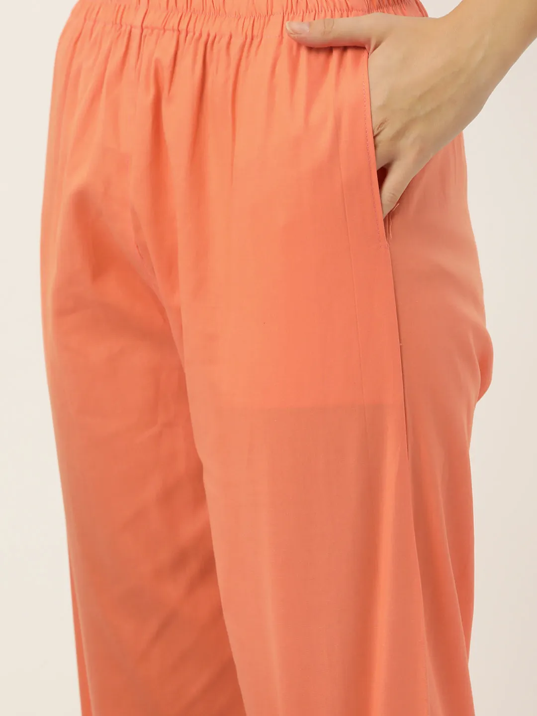Women Pure Cotton Kurti Pant - Peach