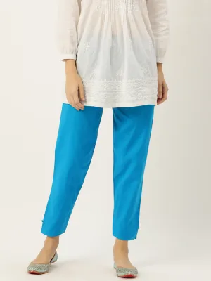Women Pure Cotton Kurti Pant - Sky Blue