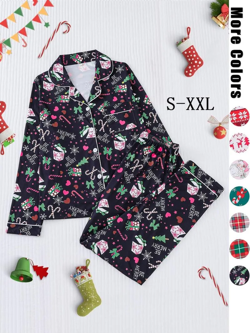 Women's Christmas Cartoon Print Pajamas Set (Buy 2 Free Shipping)