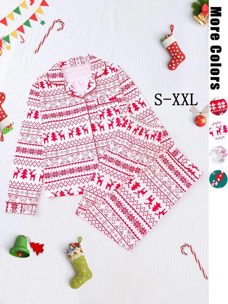 Women's Christmas Cartoon Print Pajamas Set (Buy 2 Free Shipping)