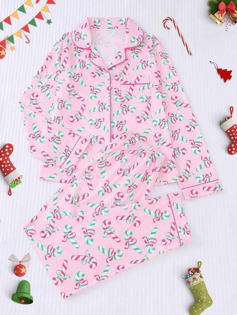 Women's Christmas Cartoon Print Pajamas Set (Buy 2 Free Shipping)