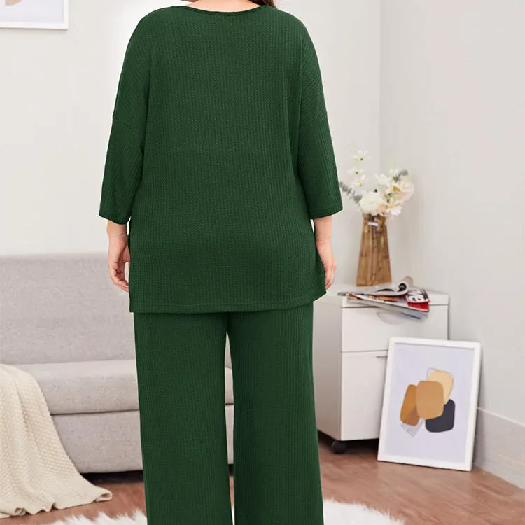 Women's Plus Size Casual Pajama Set 34 Sleeve