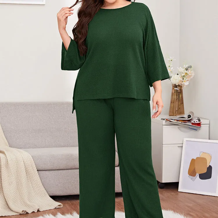 Women's Plus Size Casual Pajama Set 34 Sleeve