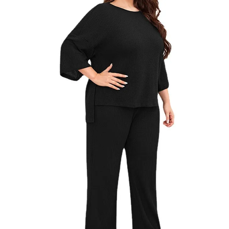 Women's Plus Size Casual Pajama Set 34 Sleeve