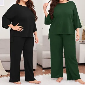 Women's Plus Size Casual Pajama Set 34 Sleeve