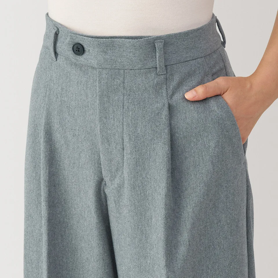 Women's Stretch Brushed Wide Leg Pleat Trousers