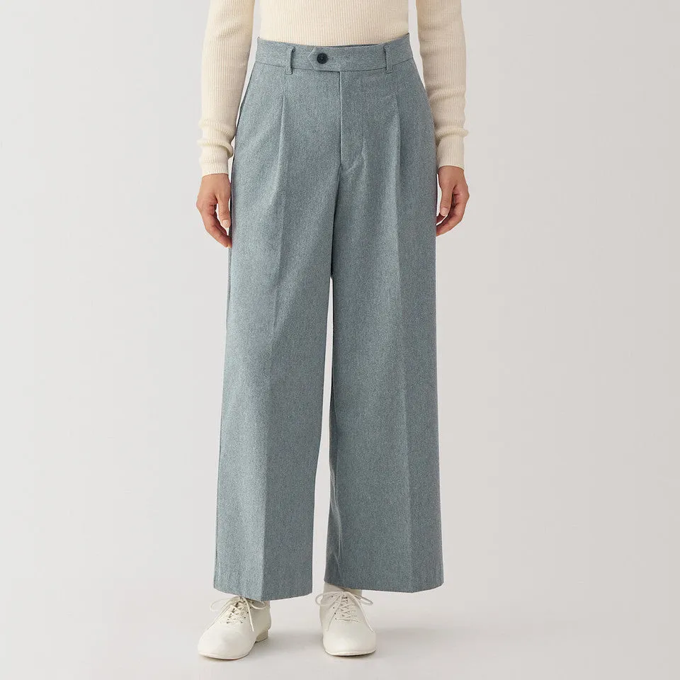 Women's Stretch Brushed Wide Leg Pleat Trousers