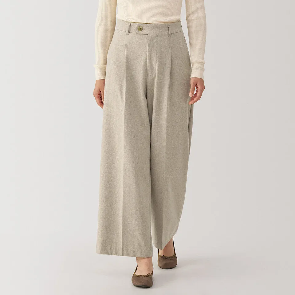 Women's Stretch Brushed Wide Leg Pleat Trousers