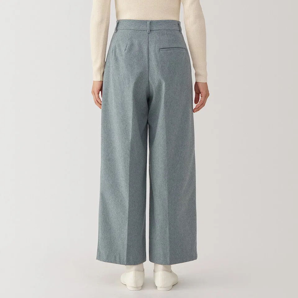 Women's Stretch Brushed Wide Leg Pleat Trousers