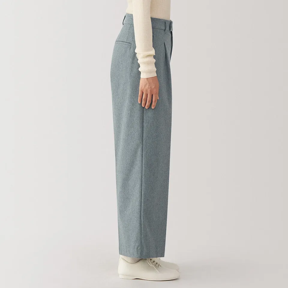 Women's Stretch Brushed Wide Leg Pleat Trousers