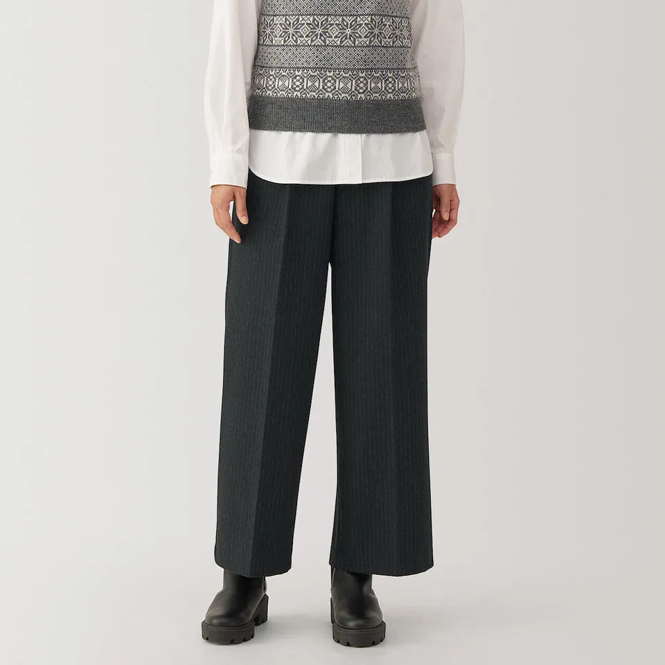 Women's Stretch Brushed Wide Leg Pleat Trousers