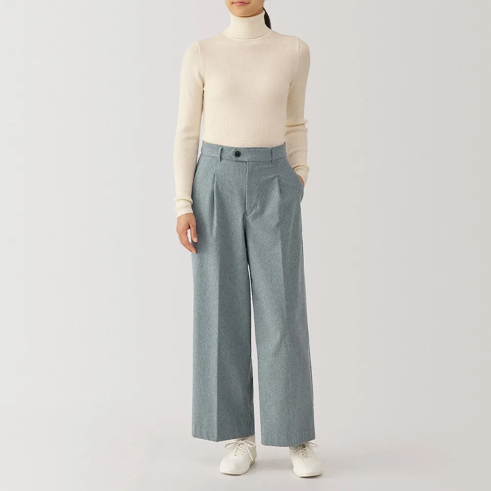 Women's Stretch Brushed Wide Leg Pleat Trousers