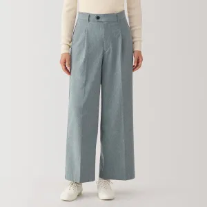 Women's Stretch Brushed Wide Leg Pleat Trousers