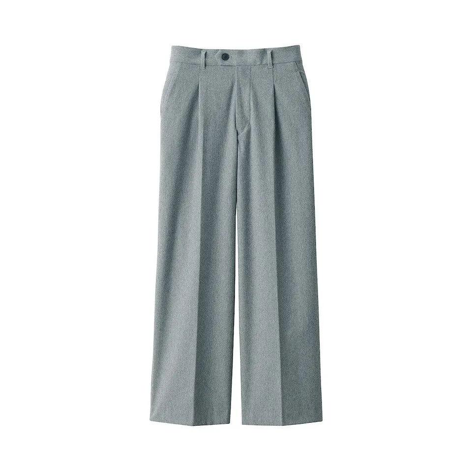 Women's Stretch Brushed Wide Leg Pleat Trousers