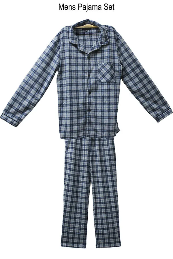 Youmita Wholesale 6 Pieces Comfortable & Stylish Sleepwear Men’s Plaid Print 2-Piece Button-Up Pajama Set