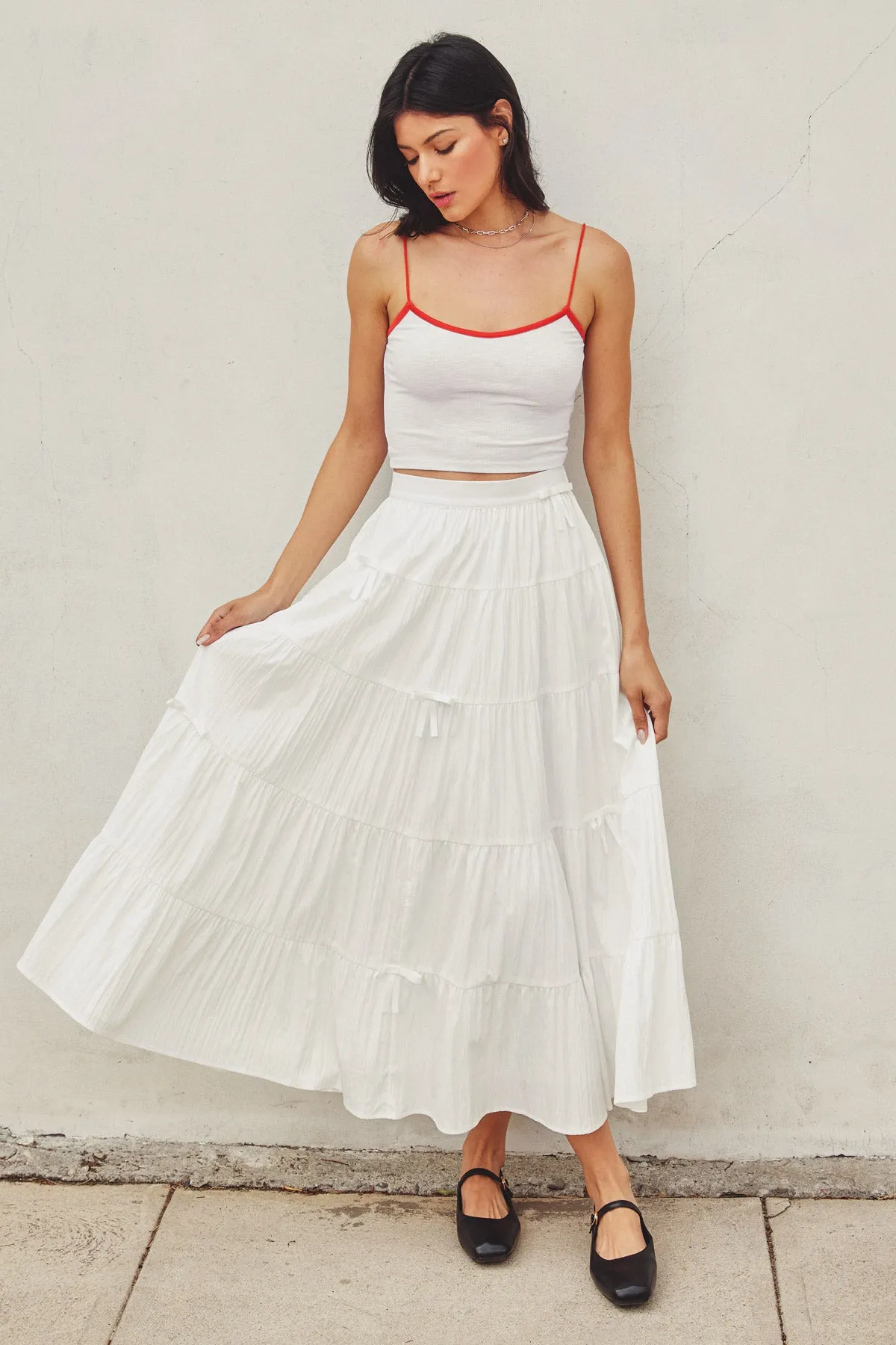 Zoe Bow Tie Maxi Tiered Skirt