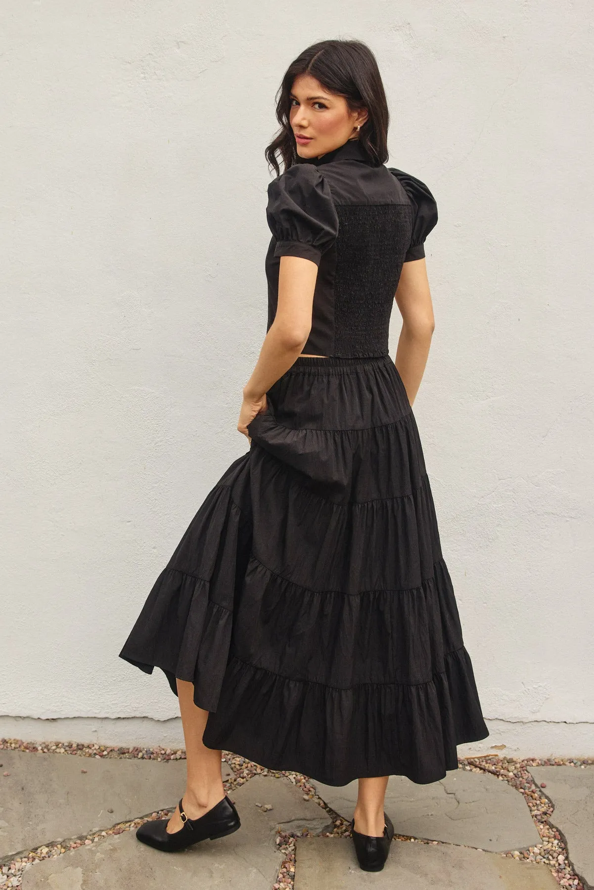 Zoe Bow Tie Maxi Tiered Skirt