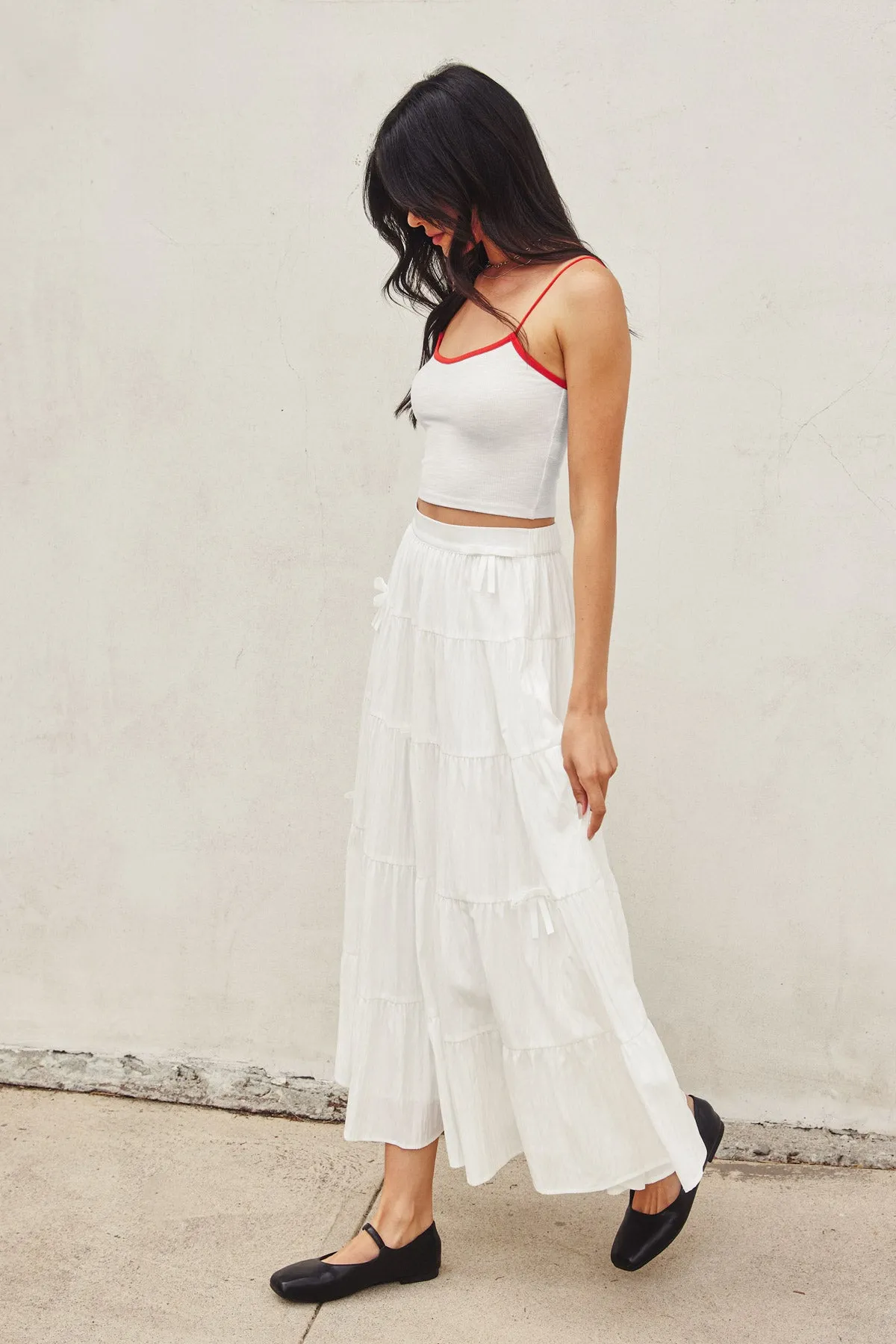 Zoe Bow Tie Maxi Tiered Skirt