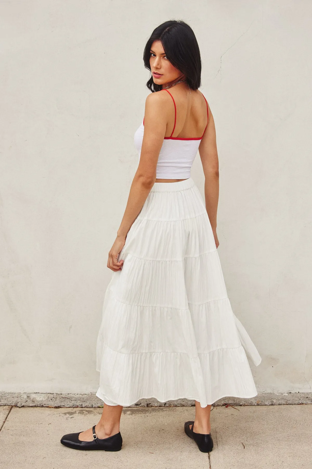 Zoe Bow Tie Maxi Tiered Skirt